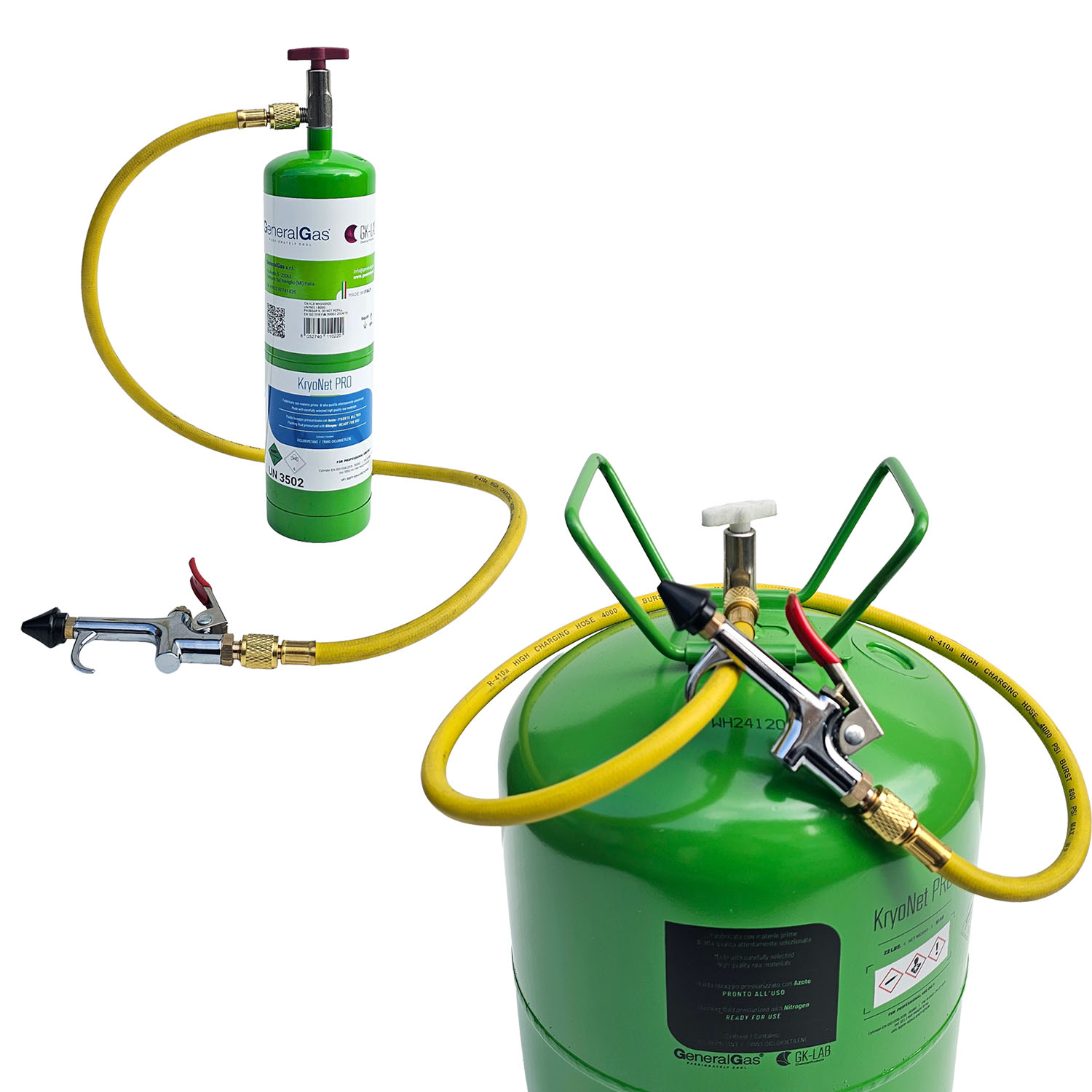 KryoNet PRO – Pistole und Schlauch für den Einsatz mit unter Druck stehendem Lösungsmittel (Spülflüssigkeit)