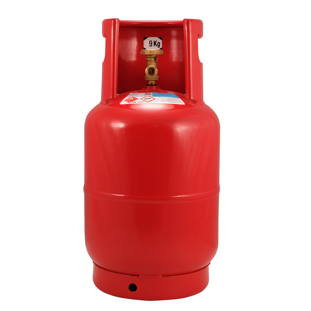 Leere Flasche für brennbare Gase T-PED nachfüllbar 12,5 l - 48 bar, komplett mit Ventil 17E Auslass 21,8 x 1/14