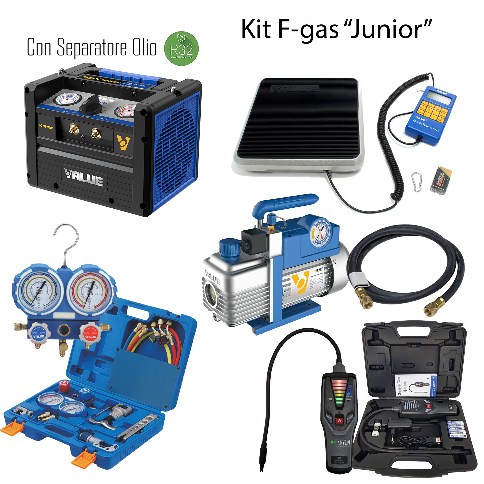 KitJUNIOR F-GAS: HVACR-Ausrüstung in einem komplettes Kit (Referenzverordnung EU 2015/2067)