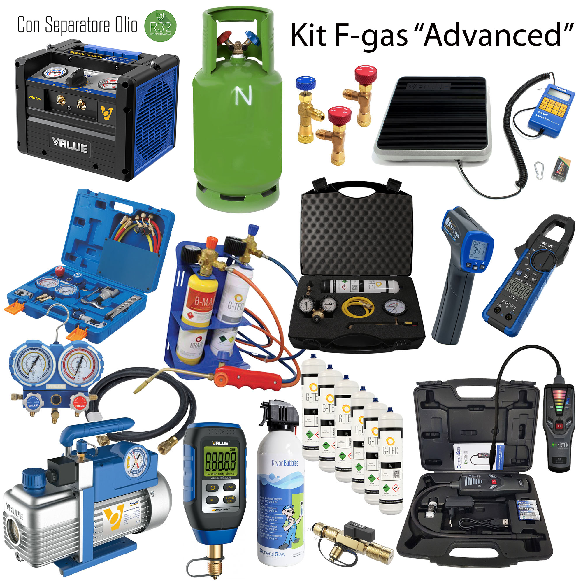 ADVANCED F-GAS Kit: HVACR-Ausrüstung in einem kompletten Kit (Referenzverordnung EC2015/2067)