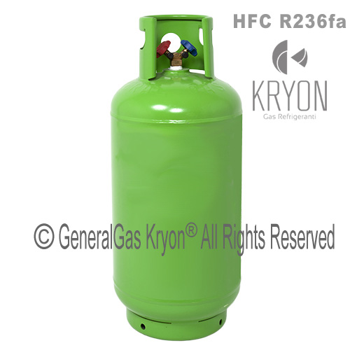 R236fa regeneriert (Kältemittel) in Mehrwegtank 40 Lt - 48 Kg - Doppelauslassventil ¼ SAE rechts (flüssig + dampfförmig)