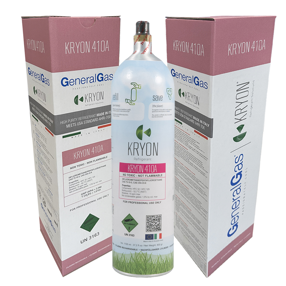 R410A KryoSmart Alu Tank - 1.1 Lt / 0.8 kg - 48 Bar - Aluminium - Ventil 5/16 SAE RH nachfüllbar
