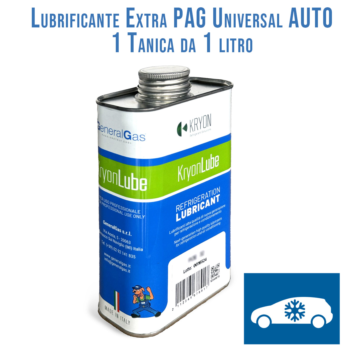 KryonLube EXTRA Universal PAG AUTO Lubricant für R134a und R12434yf  – 1 Liter-Metallkanister