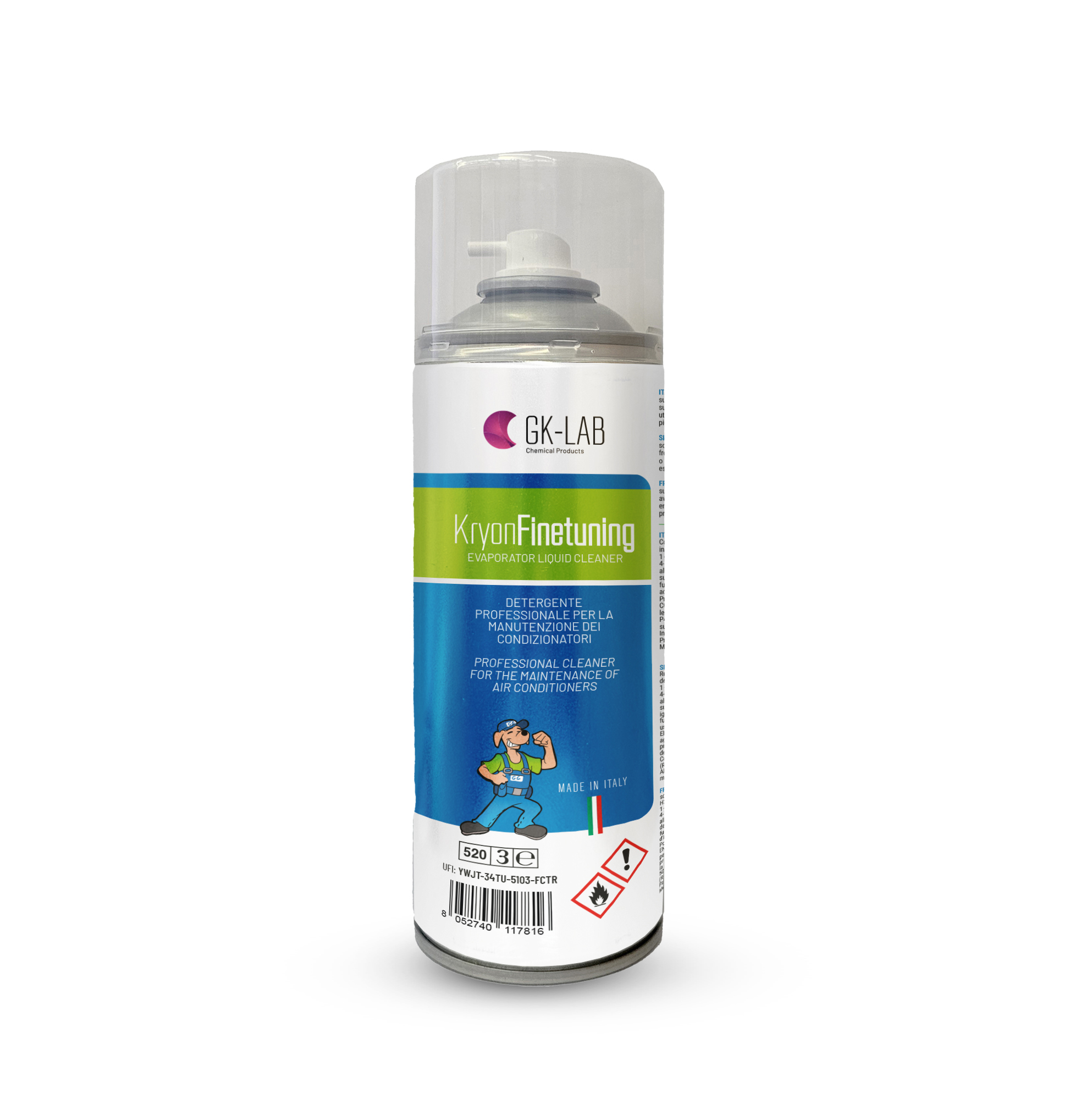 GK-Lab FineTuning – nicht schäumender Aerosolreiniger auf Alkoholbasis für Verdampfer (Inneneinheiten) – 400 ml