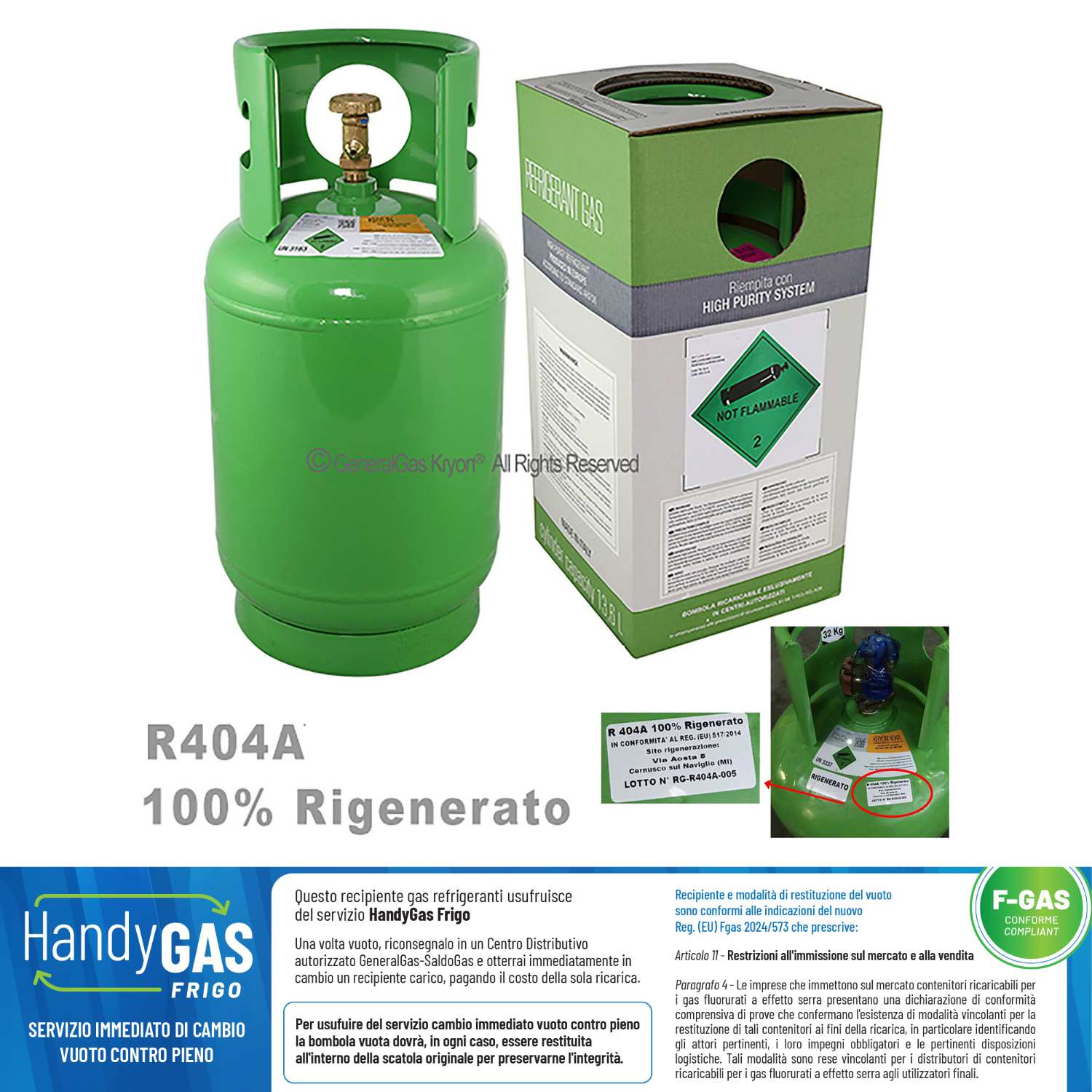 R404A 100% regeneriert (entspricht dem AHRI-700 Qualitätsstandard) in Kryobox 13,6 Liter / 42 bar - 10 Kg / 42 bar