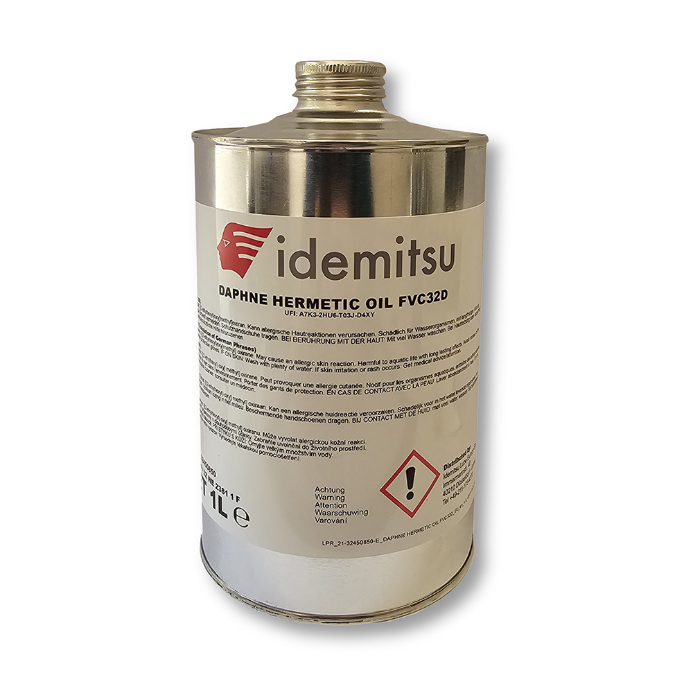 PVE-Schmiermittel von Idemitsu – Daphne Hermetic Oil FVC32D – 1-Liter-Metallkanister