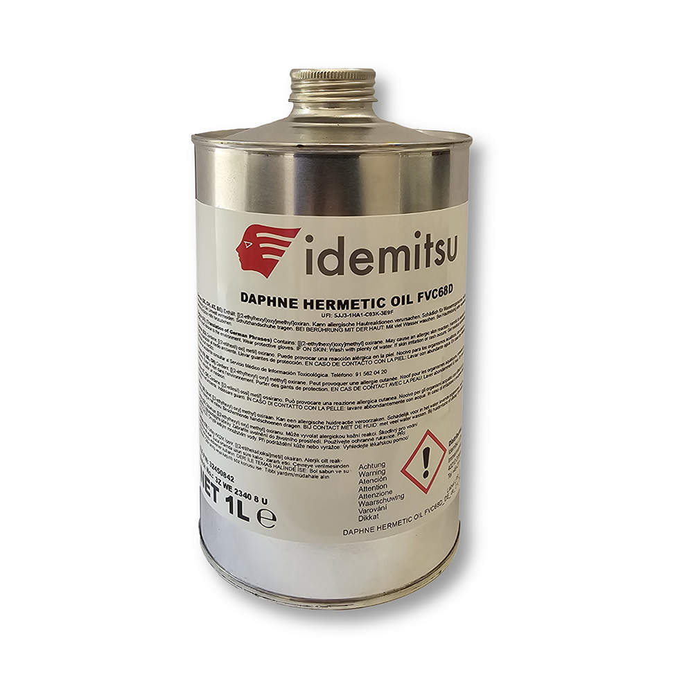 PVE-Schmiermittel von Idemitsu – Daphne Hermetic Oil FVC68D – 1-Liter-Metallkanister