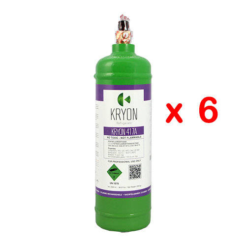 6 x R417A confezione 6 Bombole KryoSmart - 2,5Lt / 2Kg - 48 Bar - acciaio al carbonio - valvola ¼ SAE RH