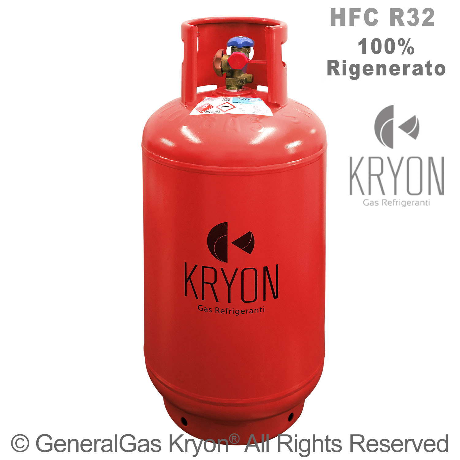 R32 Kryon® 32 Rigenerato (conforme allo standard qualitativo AHRI-700) in Bombola T-Ped a rendere 40 Lt. - 31 Kg - valvola 21,8 x 1/14 LH